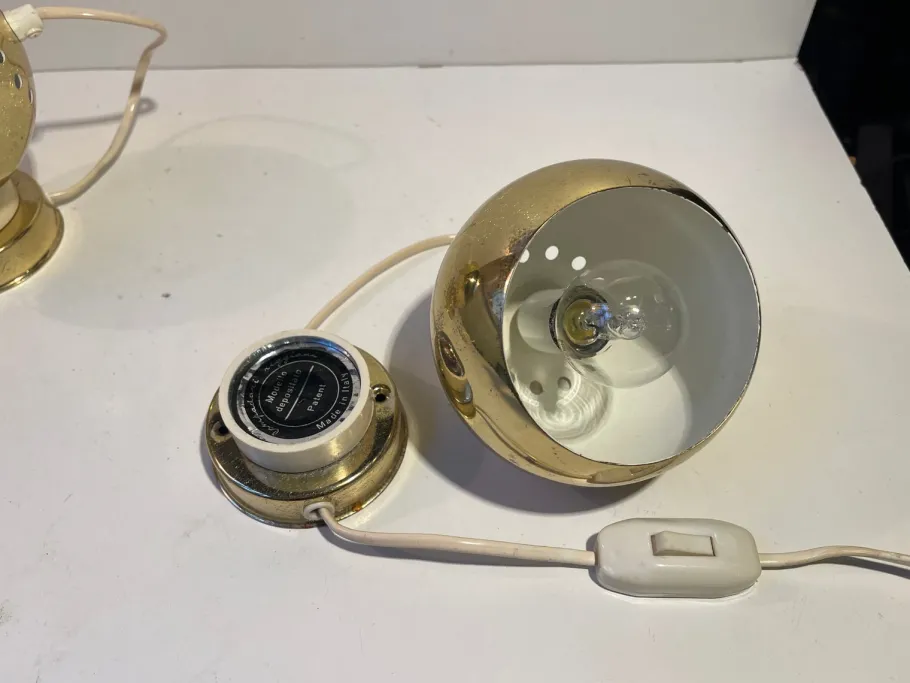 Online Pamono Italian Golden Globe Wall Lamps by Compadori Reggiani, 1970s, Set of 2