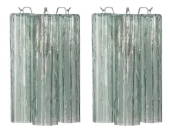 New Pamono Italian Green Murano Glass Wall Lights, 1990s, Set of 2