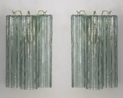 New Pamono Italian Green Murano Glass Wall Lights, 1990s, Set of 2