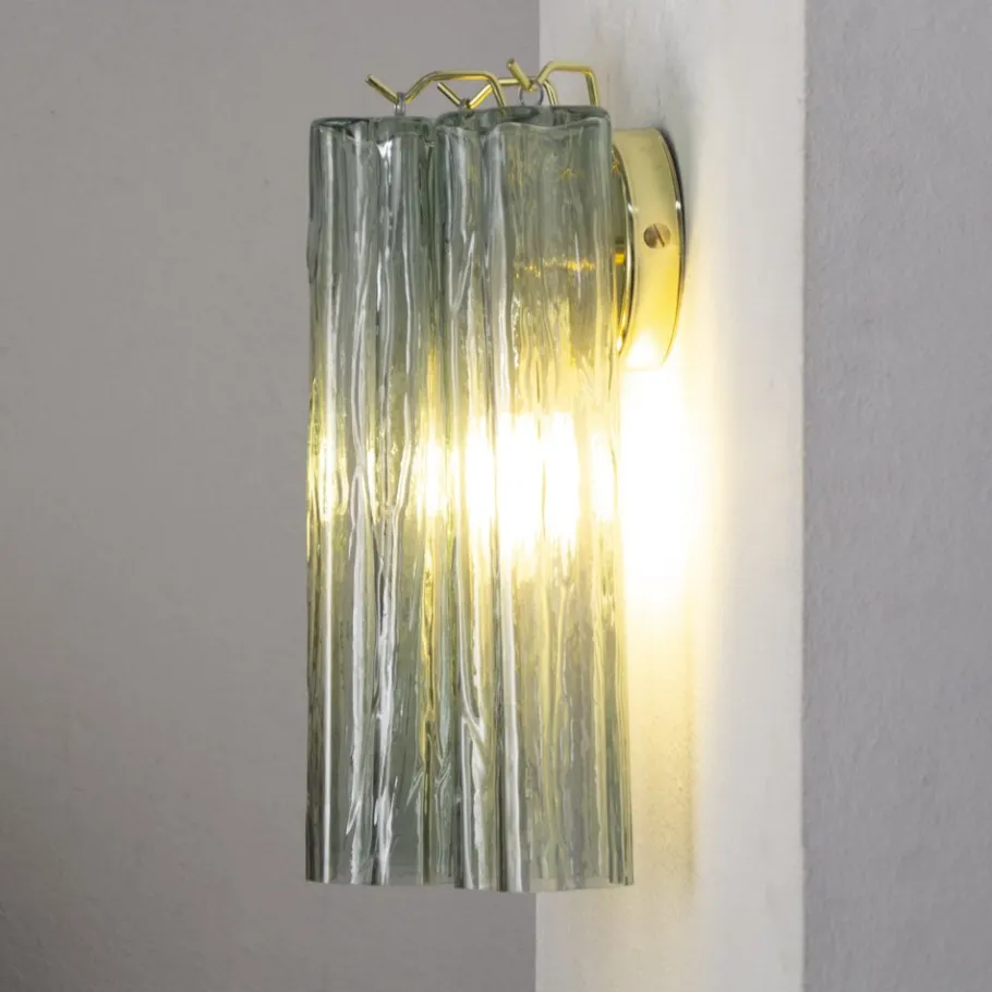 New Pamono Italian Green Murano Glass Wall Lights, 1990s, Set of 2