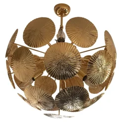 Online Pamono Italian Hammered Brass Sputnik Semi-Sphere Chandelier by Simoeng
