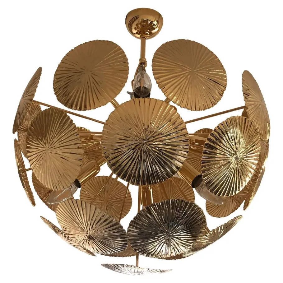 Online Pamono Italian Hammered Brass Sputnik Semi-Sphere Chandelier by Simoeng