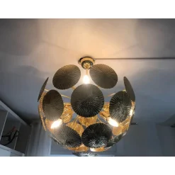 Online Pamono Italian Hammered Brass Sputnik Semi-Sphere Chandelier by Simoeng