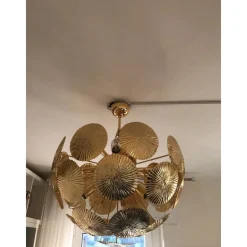 Online Pamono Italian Hammered Brass Sputnik Semi-Sphere Chandelier by Simoeng