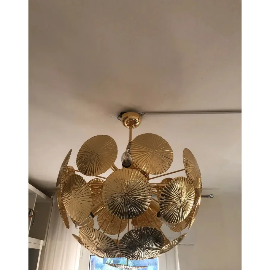 Online Pamono Italian Hammered Brass Sputnik Semi-Sphere Chandelier by Simoeng