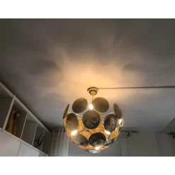 Online Pamono Italian Hammered Brass Sputnik Semi-Sphere Chandelier by Simoeng