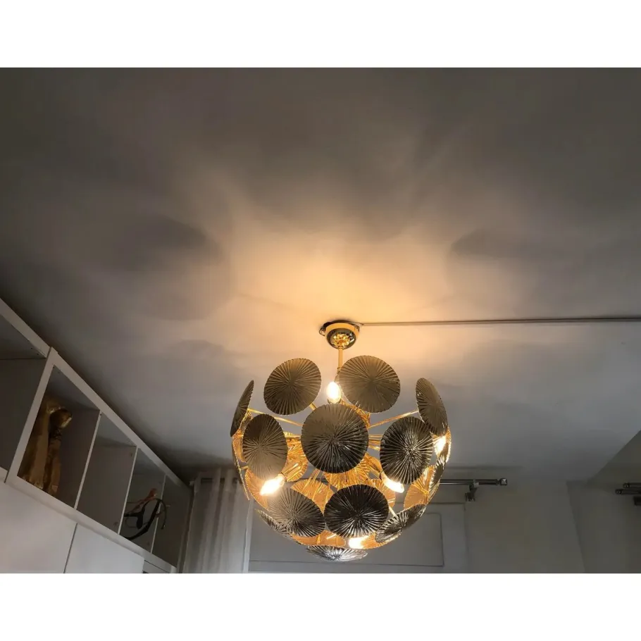 Online Pamono Italian Hammered Brass Sputnik Semi-Sphere Chandelier by Simoeng