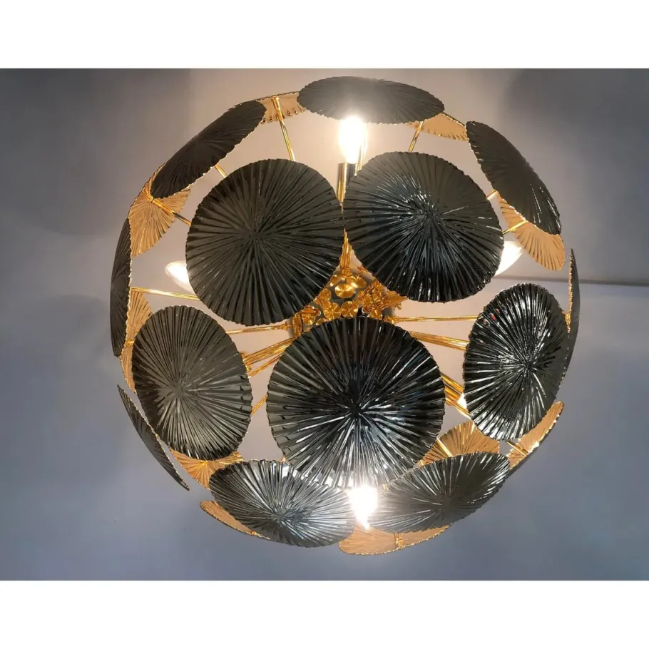 Online Pamono Italian Hammered Brass Sputnik Semi-Sphere Chandelier by Simoeng