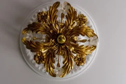 Online Pamono Italian Hollywood Regency Gilt Metal and Glass Flower Ceiling Light, 1970s