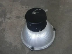 New Pamono Italian Industrial Aluminum and Glass Ceiling Lamp from Disano, 1980s