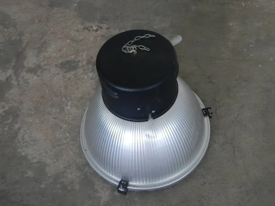 New Pamono Italian Industrial Aluminum and Glass Ceiling Lamp from Disano, 1980s