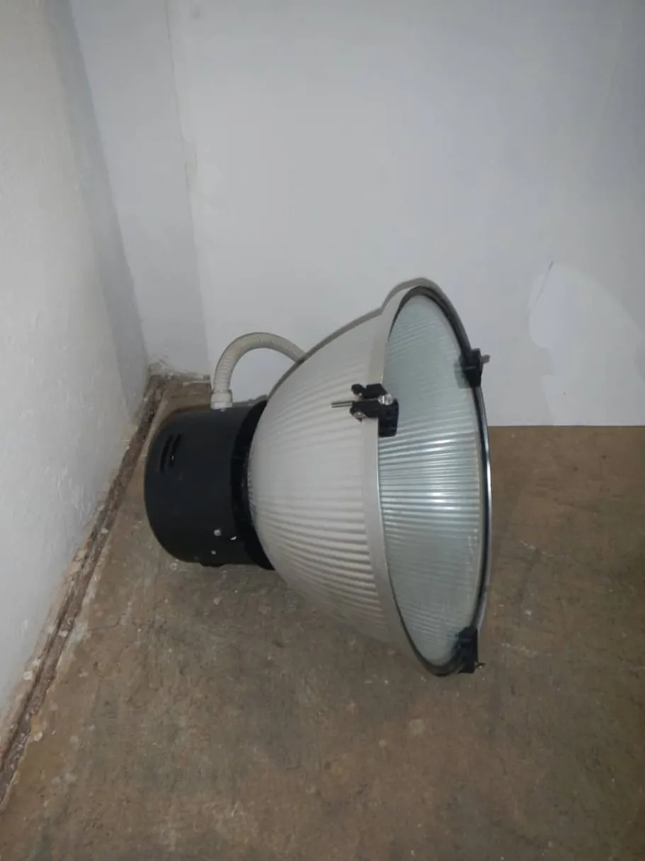 New Pamono Italian Industrial Aluminum and Glass Ceiling Lamp from Disano, 1980s