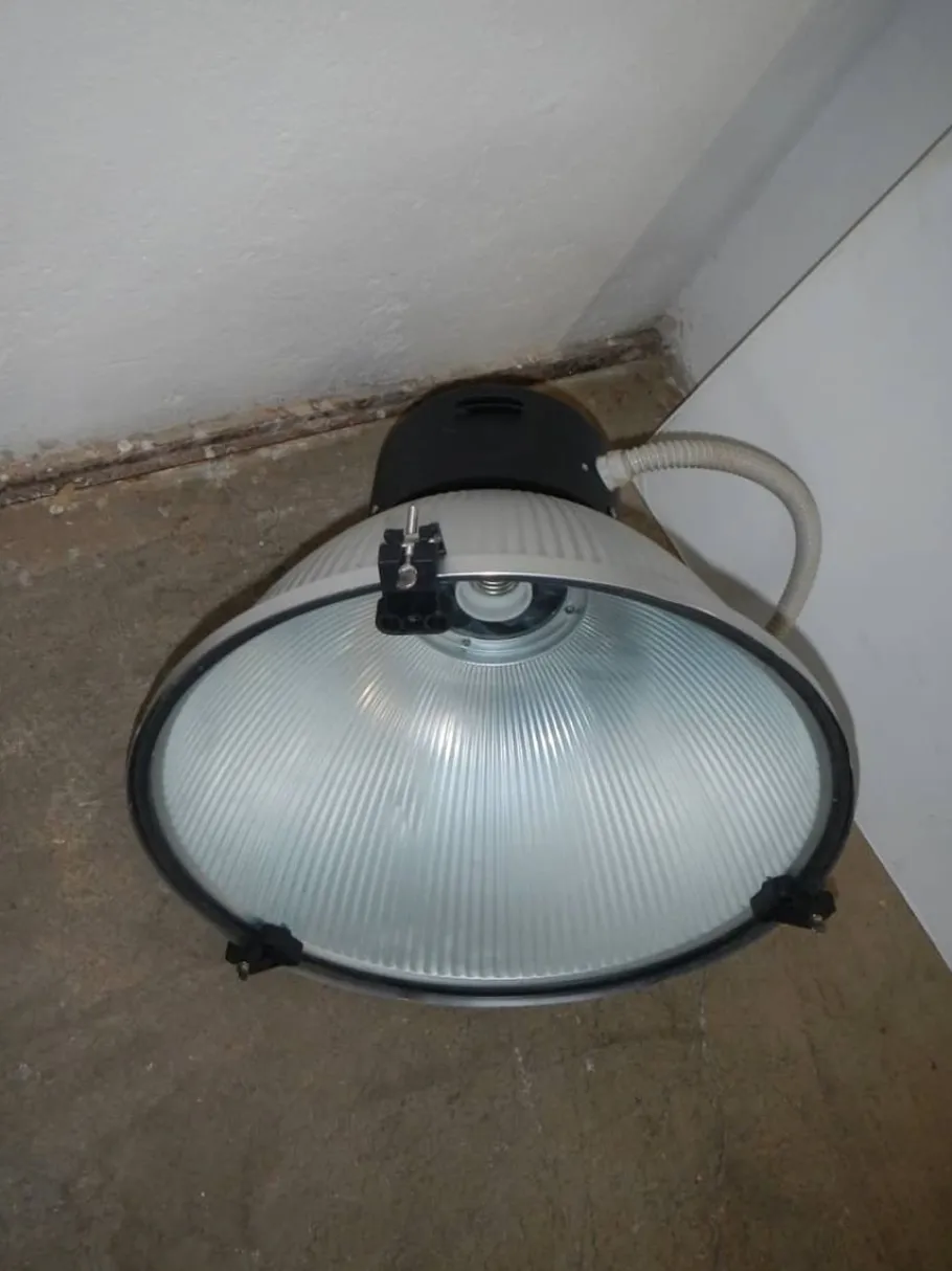 New Pamono Italian Industrial Aluminum and Glass Ceiling Lamp from Disano, 1980s