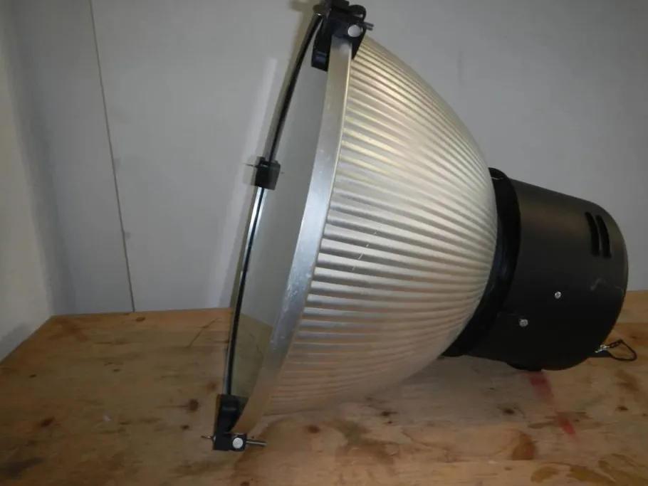 New Pamono Italian Industrial Aluminum and Glass Ceiling Lamp from Disano, 1980s