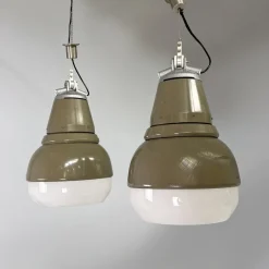 Sale Pamono Italian Industrial Genova 4053 Metal Chandelier by Torlasco for Greco, 1960s, Set of 2
