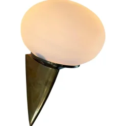 Online Pamono Italian Lancia Wall Sconce in Brass and Opaline Glass attributed to Stilux Milano, 1960s