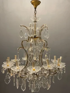 Hot Pamono Italian Large Crystal Murano Glass Chandelier, 1950s