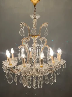 Hot Pamono Italian Large Crystal Murano Glass Chandelier, 1950s