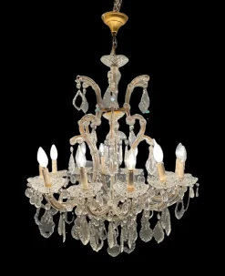 Hot Pamono Italian Large Crystal Murano Glass Chandelier, 1950s