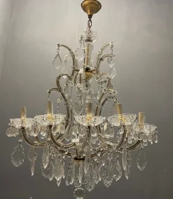 Hot Pamono Italian Large Crystal Murano Glass Chandelier, 1950s