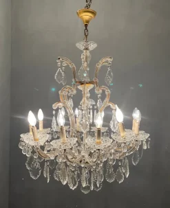 Hot Pamono Italian Large Crystal Murano Glass Chandelier, 1950s