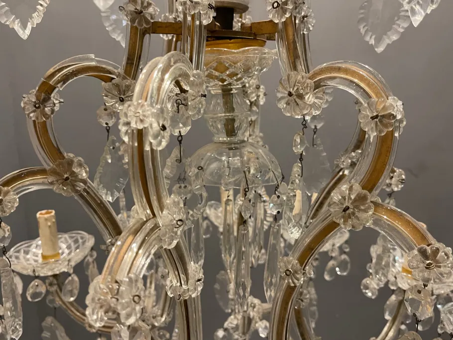 Hot Pamono Italian Large Crystal Murano Glass Chandelier, 1950s