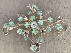 Sale Pamono Italian Large Tole Grape Vine Flower Flush Mount