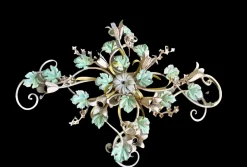 Sale Pamono Italian Large Tole Grape Vine Flower Flush Mount