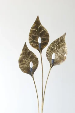 Clearance Pamono Italian Leaf Shaped Floor Lamp in Brass with Three Lights, 1970s