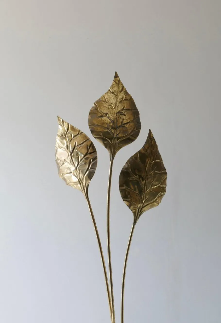 Clearance Pamono Italian Leaf Shaped Floor Lamp in Brass with Three Lights, 1970s