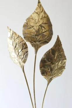 Clearance Pamono Italian Leaf Shaped Floor Lamp in Brass with Three Lights, 1970s