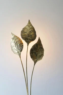 Clearance Pamono Italian Leaf Shaped Floor Lamp in Brass with Three Lights, 1970s