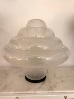 Pamono Italian Lotus Murano Glass and Metal Table Lamp by Carlo Nason for Mazzega, 1970s