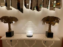 Pamono Italian Lotus Murano Glass and Metal Table Lamp by Carlo Nason for Mazzega, 1970s