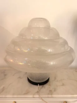 Pamono Italian Lotus Murano Glass and Metal Table Lamp by Carlo Nason for Mazzega, 1970s