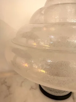 Pamono Italian Lotus Murano Glass and Metal Table Lamp by Carlo Nason for Mazzega, 1970s