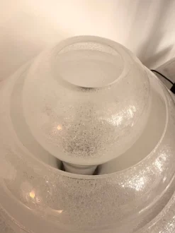 Pamono Italian Lotus Murano Glass and Metal Table Lamp by Carlo Nason for Mazzega, 1970s