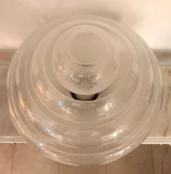 Pamono Italian Lotus Murano Glass and Metal Table Lamp by Carlo Nason for Mazzega, 1970s