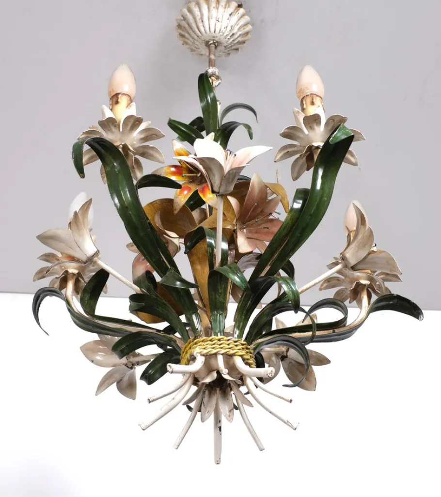 Online Pamono Italian Metal Flower Chandelier, 1960s