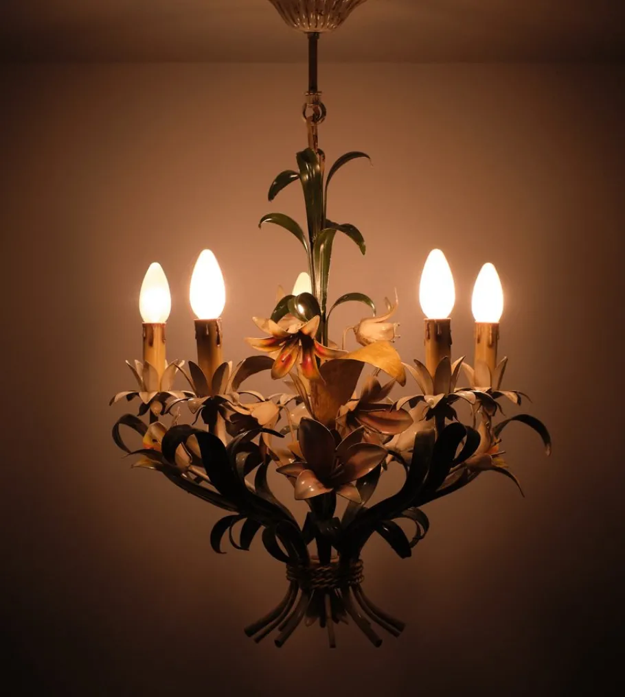 Online Pamono Italian Metal Flower Chandelier, 1960s