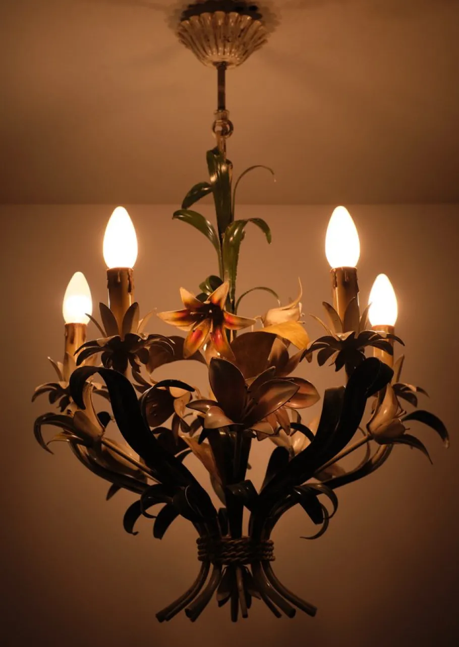 Online Pamono Italian Metal Flower Chandelier, 1960s