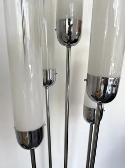 Discount Pamono Italian Mid-Century Modern Reed Floor Lamp Murano Glass Metal attributed to Mazzega, 1970s