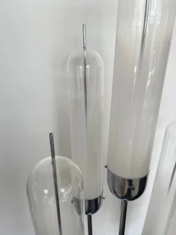 Discount Pamono Italian Mid-Century Modern Reed Floor Lamp Murano Glass Metal attributed to Mazzega, 1970s