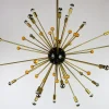 Clearance Pamono Italian Minimalist Sputnik Chandelier in Black, Gold & Murano Glass in the Style of Stilnovo, 1950s