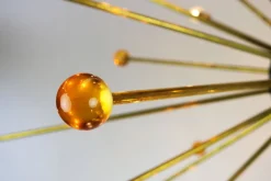 Clearance Pamono Italian Minimalist Sputnik Chandelier in Black, Gold & Murano Glass in the Style of Stilnovo, 1950s