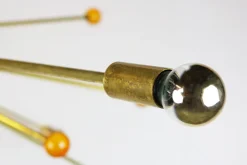 Clearance Pamono Italian Minimalist Sputnik Chandelier in Black, Gold & Murano Glass in the Style of Stilnovo, 1950s