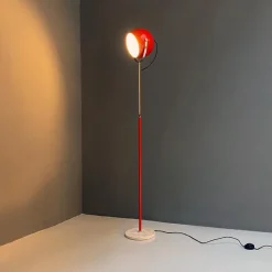 Hot Pamono Italian Modern Adjustable Floor Lamp in Red and Chromed Metal with Marble Base by Goffredo Reggiani, 1970