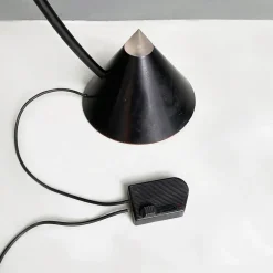 Pamono Italian Modern Black Metal and Plastic Yang Floor Lamp attributed to Bieffeplast, 1980s