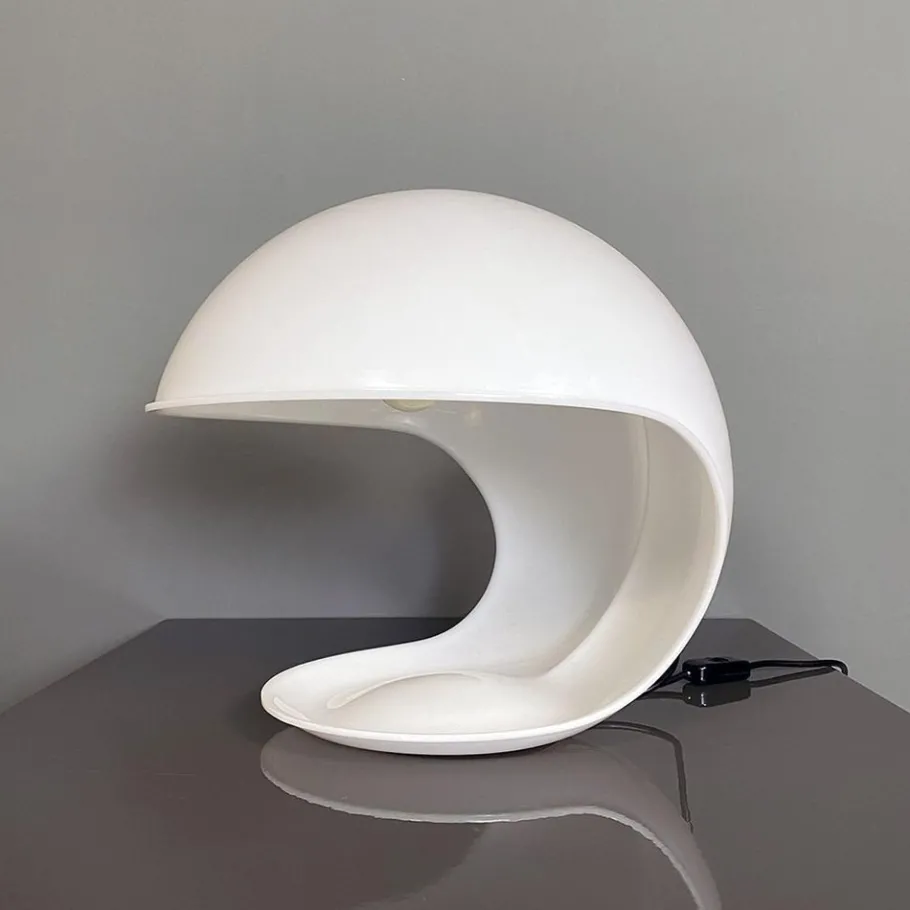 Best Pamono Italian Modern Foglia Shell Lamp in White Plastic by Elio Martinelli, 1970s
