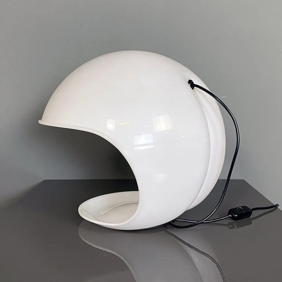 Best Pamono Italian Modern Foglia Shell Lamp in White Plastic by Elio Martinelli, 1970s